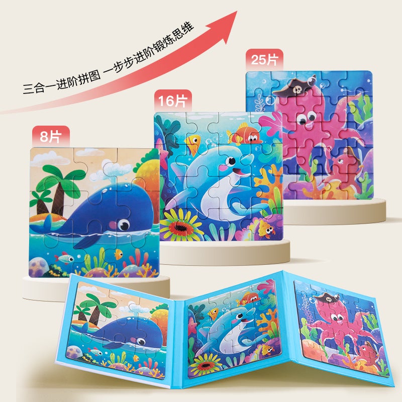 Children'S Three-In-One Advanced Folding Magnetic Jigsaw Puzzle Kindergarten Baby Puzzle Early Education Enlightenment Block Jigsaw Puzzle - Image 4